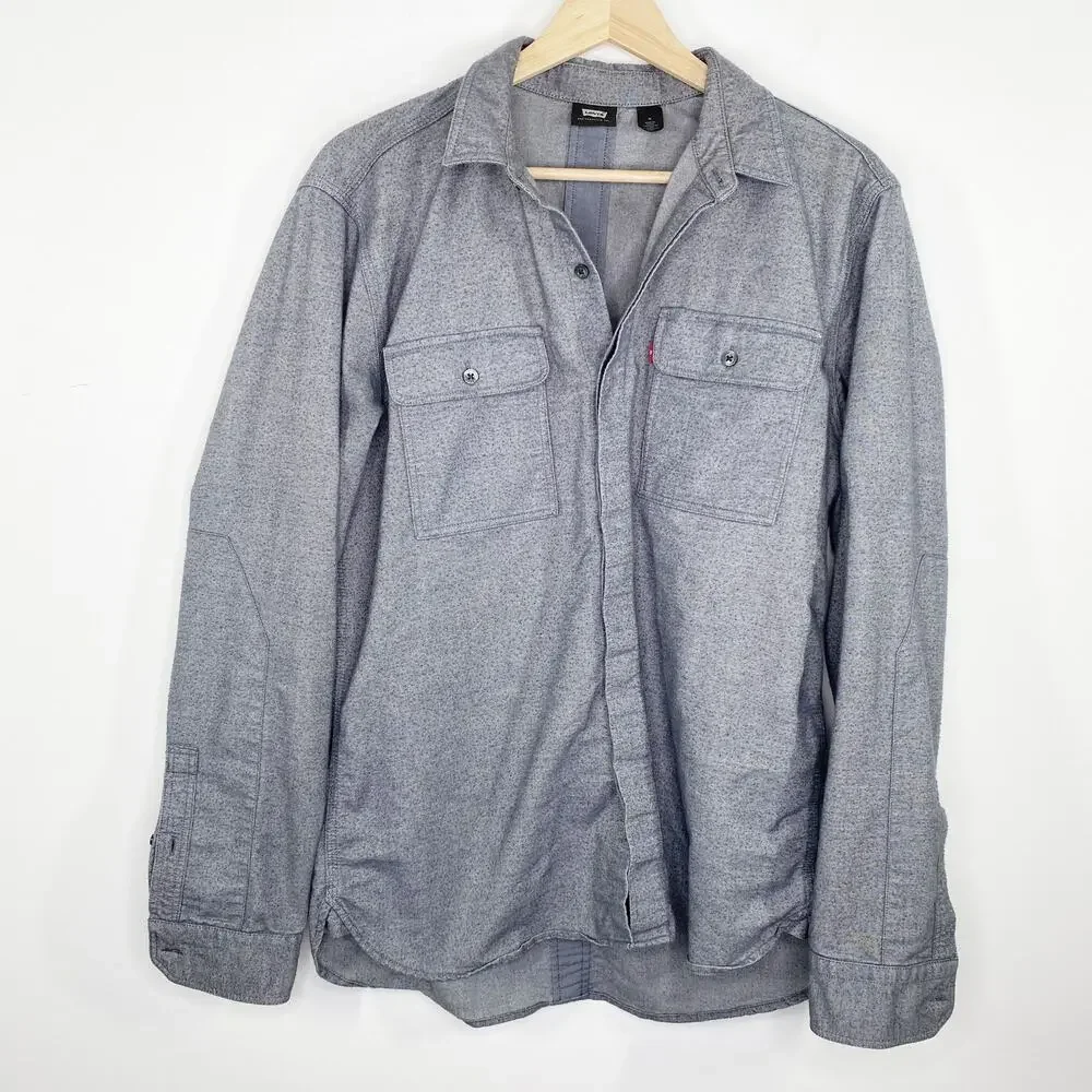 Levi's Blue Grey Button Front Long Sleeve Over Shirt Men's Size‎ Medium M